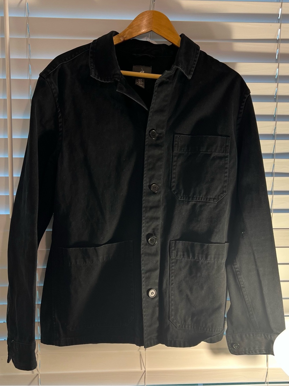 H&M Black Lightweight Button-Front Shirt Jacket